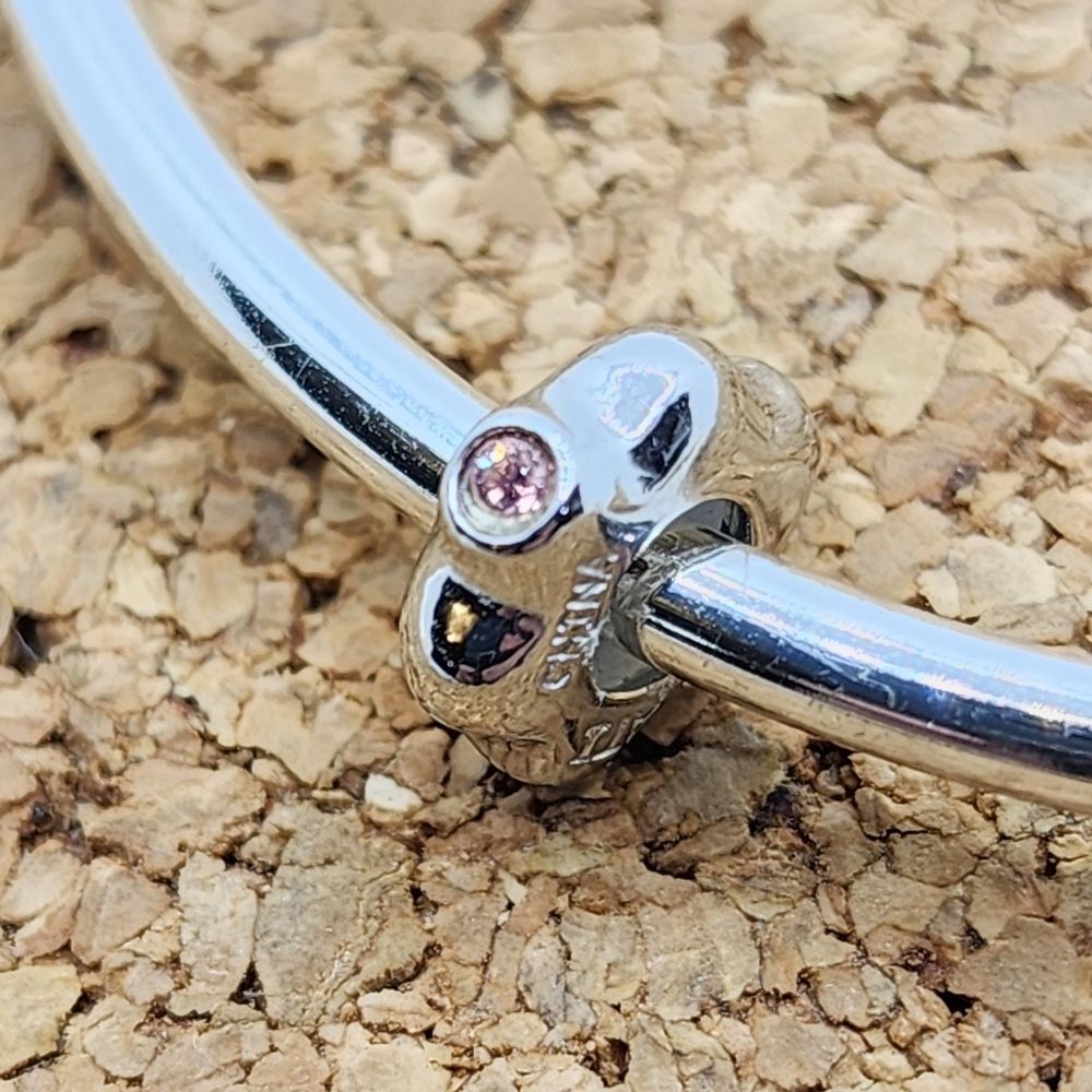 3/$30 🖤 PINK CZ SPACER STOPPER 925 STERLING SILVER CHARM FOR PANDORA